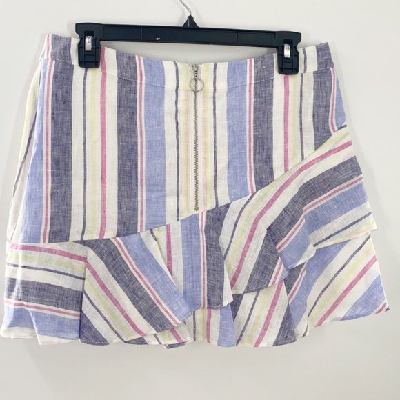Parker multi stripe Ruffle Linen mini skirt NWT - Picture 7 of 8